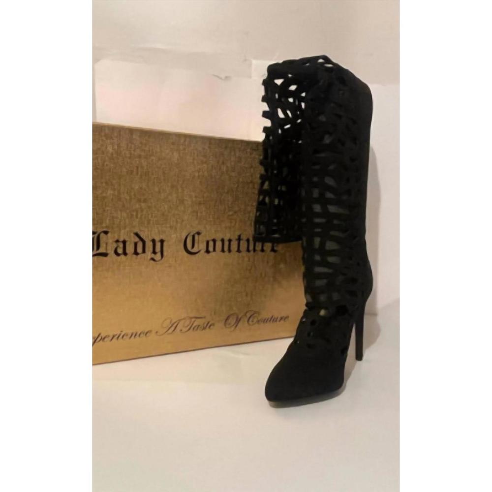 NEW LADY COUTURE women's over the knee cage boot in black